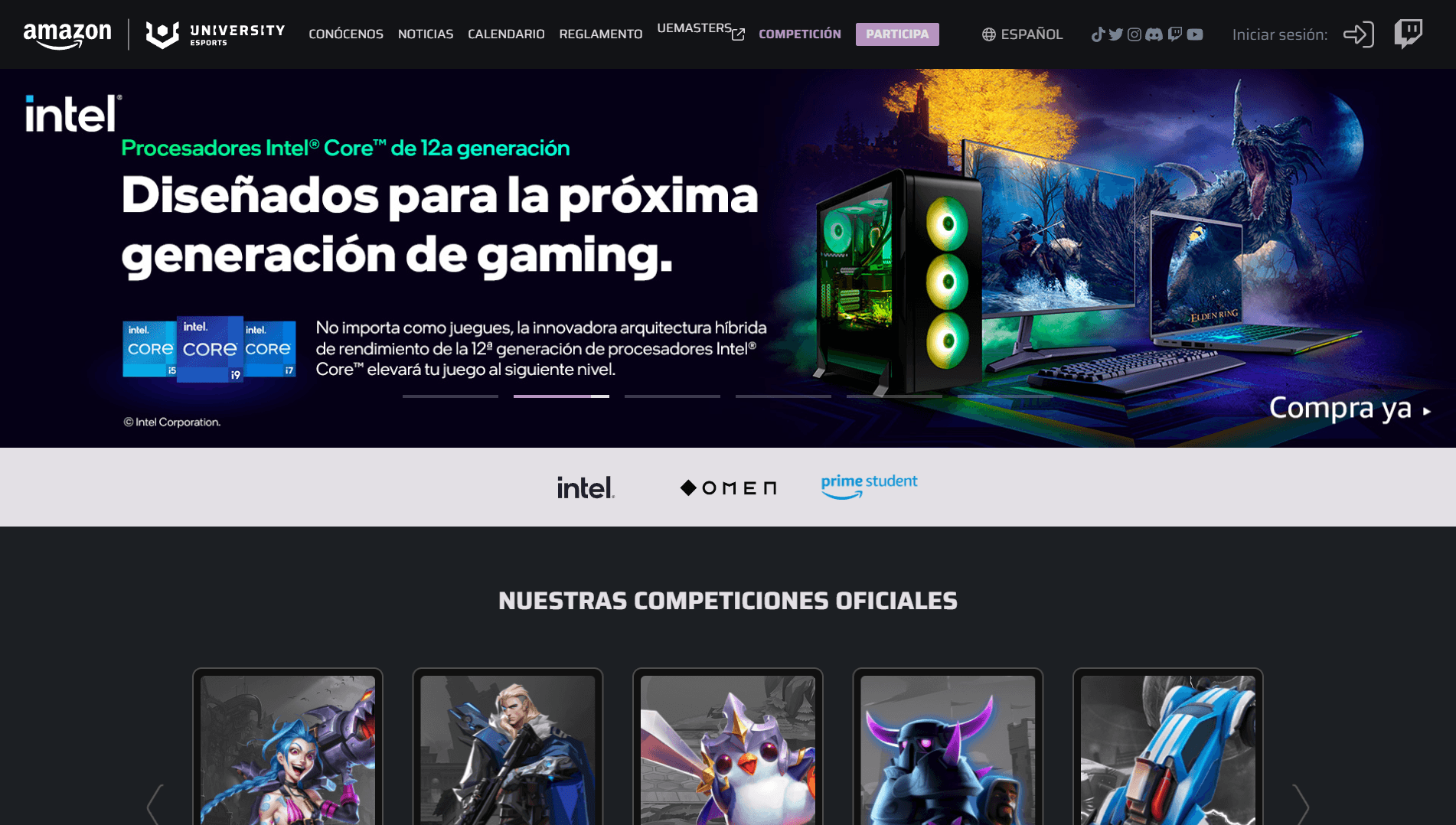 Captura del proyecto University Esports